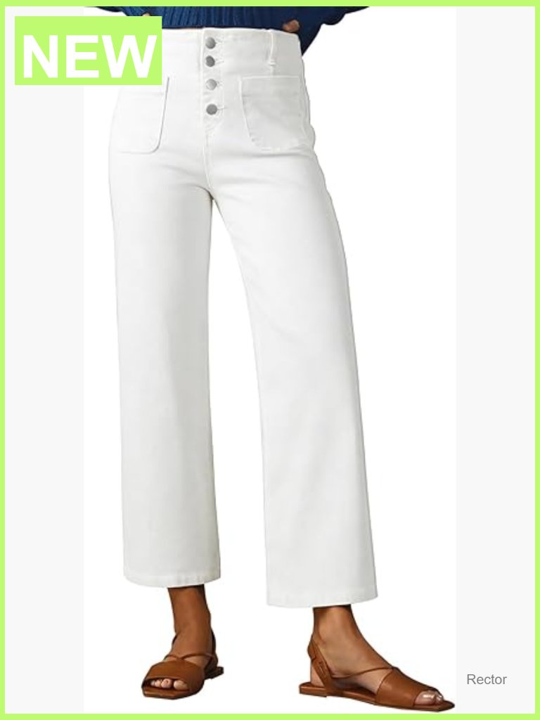 High Waisted Wide Leg Stretchy Straight Leg Button Jeans With Pockets